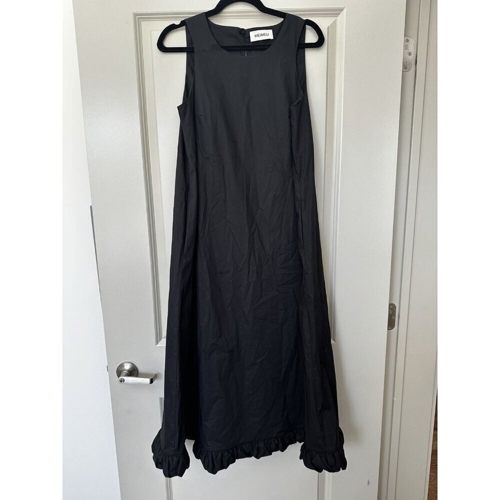 Meimeijj Black Midi Dress with Ruffle Hem